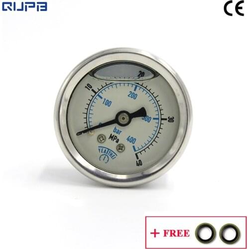 QUPB 40MM High Pressure Oil Filled Diving Pressure Gauge For HP Fill Station 40MPA/400Bar 1/8" NPT GEM002