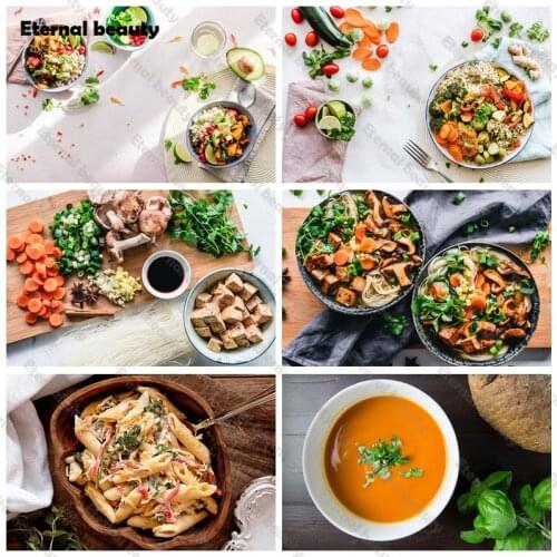 Kitchen Decor Food Diamond Embroidery 5D Diy Diamond Painting Cross Stitch Kits Full Drill Diamond Mosaic Home Wall Decoration