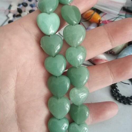 Natural Green Aventurine Stone Loose Beads High Quality 16mm Smooth Heart Shape DIY Necklace Bracelet Jewelry Accessories wk311