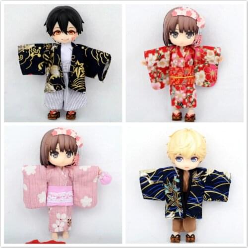 Ob11 doll clothes BJD doll clothes Boy girl kimono yukata for ob11 obitsu 11 molly 1/12 BJD Doll Accessories Clothing