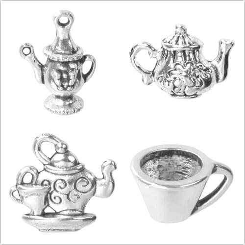 20pcs Alloy Teapot Charm Pendant Water Cup Tea Set Charms For Jewelry Making Necklace DIY Supplies Vintage Handmade Accessories