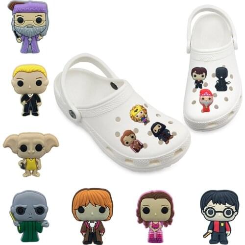 50pcs Magic Film Wand PVC Shoe Charms Albus Elves Shoe Accessories Snape Ron Shoe Decorations Ornaments fit Sandals Garden Shoes