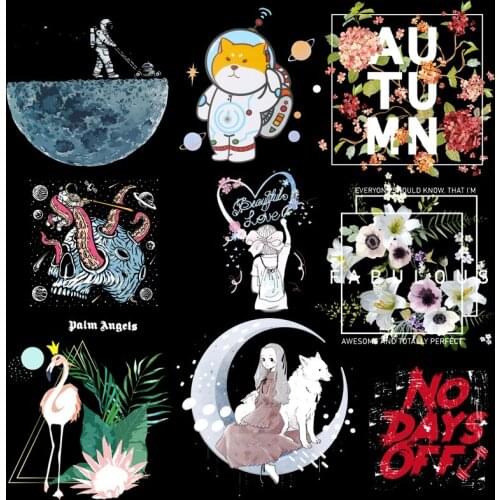 Diy Letter Anime Applique Iron On Transfer Patch Cute Astronaut Heat Transfer Vinyl Washable Sticker Stripes On Clothes Stickers