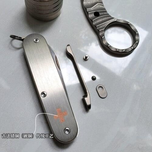 EDC Titanium Alloy Handle Folding Knife Cutting Art Blade Cutting Knife Handle Unpacking Camping Pocket Survival Outdoor