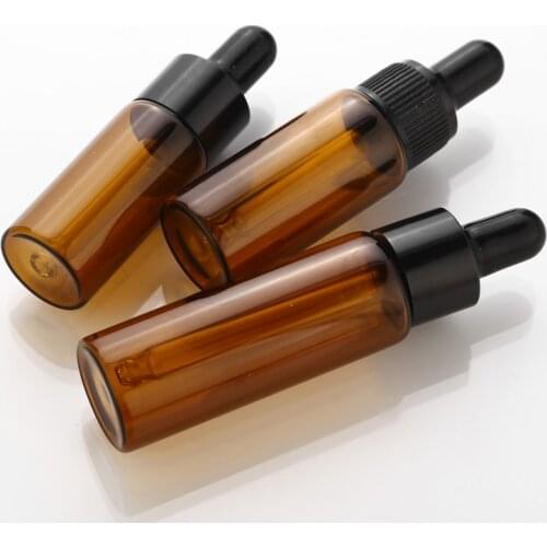 20pcs/lot 5ml 10ml 15ml 20ml brow Glass Eye Dropper Drop Amber Glass Aromatherapy Liquid Pipette Bottle Refillable Bottles