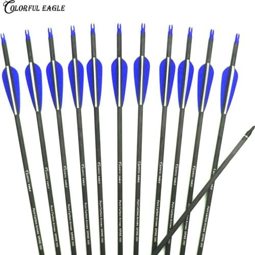 28/30/31 inch Spine 300 400 Pure Carbon Arrow ID 6.2mm OD 7.6mm Archery For Compound /Recurve Bow Outdoor Sport Hunting