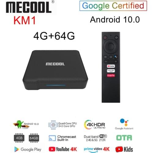 Mecool KM1 ATV Android 10.0 TV Box 4GB 64GB Amlogic S905X3 4K Dual WiFi Voice Control Google Certificated Smart Media Player