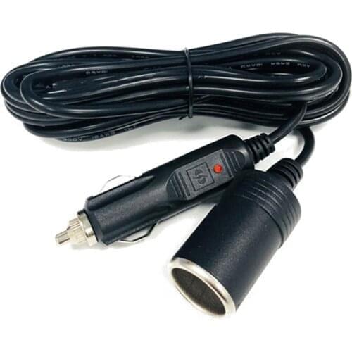 Car Cigarette Lighter Extension Cord High Power 12V/ 24V Universal 10A Fuse 120W Refrigerator Power Extension Line 5m/16.4ft