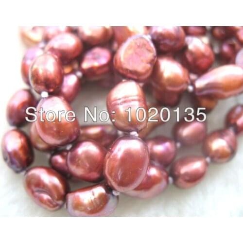 Wow! freshwater pearl baroque red 8-10mm necklace 43" nature FPPJ wholesale beads