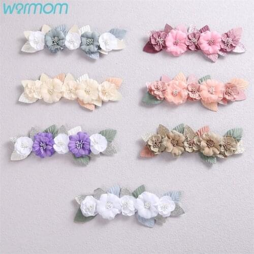 Warmom Fashion Headdress Net Red Stitching Flower Multi Headband European Style Girl Head Flower Beach Flower Baby Girl Headwear