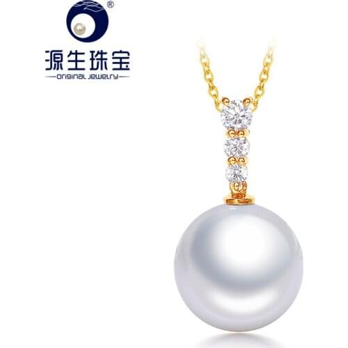 YS 10-13mm Natural Freshwater Edison Pearl Real 18K gold Pendant Fine Jewelry For Women