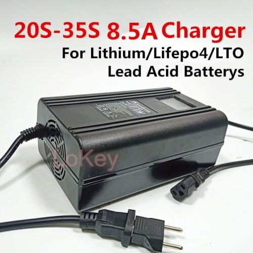 72V 10A 8.5A 20S 24S 87.6V high voltage Smart Charger With LCD Display for lithium ion lifepo4 LTO li-ion lipo lead acid battery