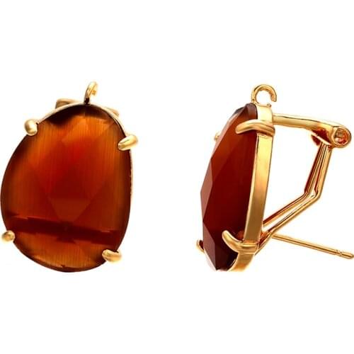 ZHUKOU 16x22mm high quality crystal cobblestone stud earrings for women earrings model:VE66