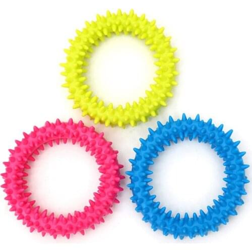 Puppy Dental Teeth Healthy Chew Biting Ring Play Dog Multicolor Non-toxic Circle Rubber Pet Dog Finger Toothbrush Toy Dog Toys