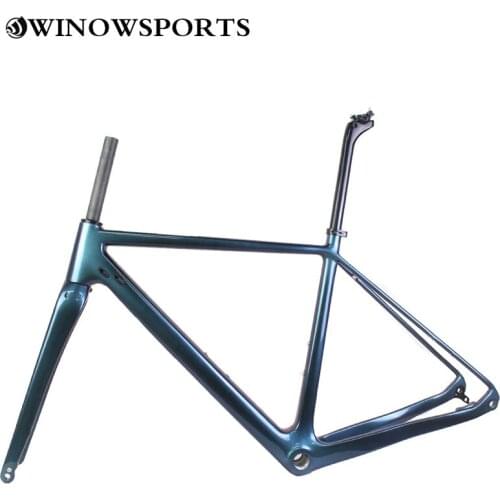 2020 Classic blue purple chameleon carbon road bike frame UD gloss disc frame Apply to gravel and cyclocross bike customizable
