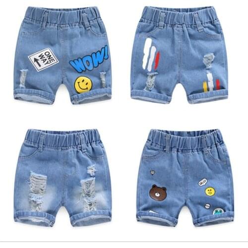 2021 Baby Boy Shorts Jeans Summer Boys Printing Denim Cotton Casual Kids Short Pants For Children Trousers 2-8years Clothing
