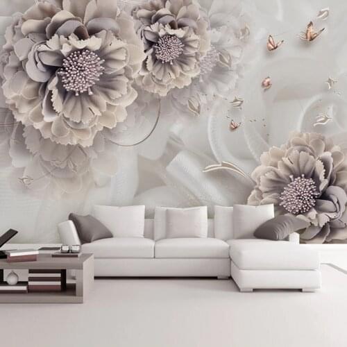 Custom 3D Photo Wallpaper Peony Flower Butterfly Jewelry 3D Relief Wall Painting Mural Living Room Sofa TV Background Wall Paper