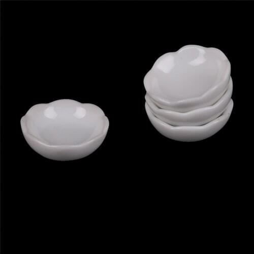 4PCS White Ceramics Dish Plate Dollhouse Miniature Novelty 1:12 Gift Doll House for Children Kids Kitchen Furniture Toys