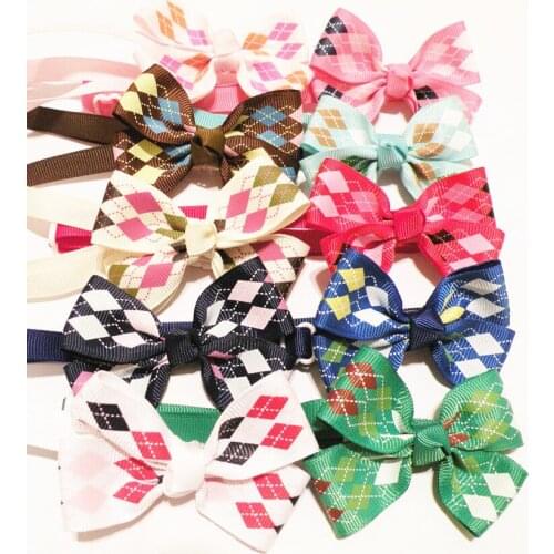 50PC/Lot Colorful Plaid Dog Bow Ties Puppy Dog Accessories Pet Dog Neckties Bowties