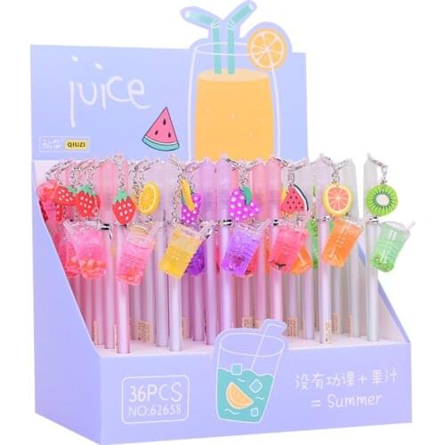 6/15PCS Creative Gel Pen Cute Juice Cup Pendant 0.5mm Black Ink Writing Pens Student Signature Pen Office School Supplies