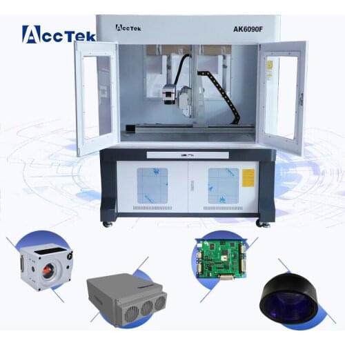 AK6090F Metal Cutting Fiber Laser Marking Machine For Metal Engraving 30W 50W