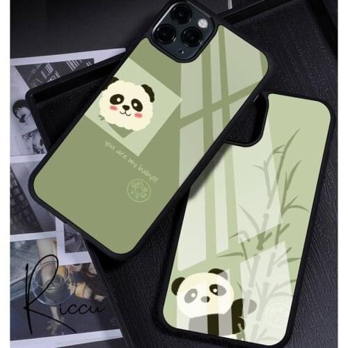 Lovely panda bamboo Phone Case Rubber for iPhone 12 11 Pro Max XS 8 7 6 6S Plus X 5S SE 2020 XR 12 Mini case