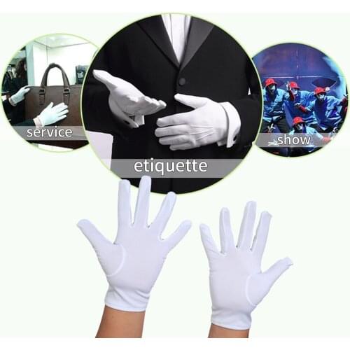 White Gloves Magician Honor Guard Hands Protector Full Finger Men Women Formal Tuxedo Etiquette Reception Parade Labor Insurance
