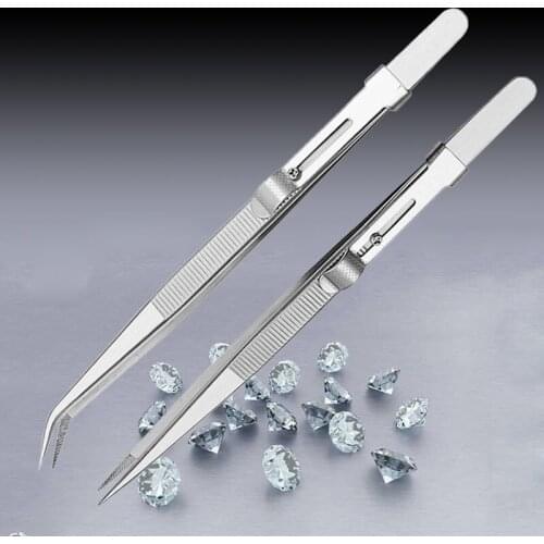 Diamond Jewelry Tweezers Slotted Stainless Steel Tweezers Grip Jewelry Tools Gem Clips Multipurpose Tweezers