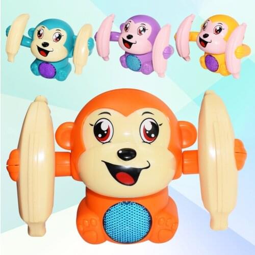 Baby Voice Control Rolling Little Monkey Toy Walk Sing Brain Game Crawling Electric Toys
