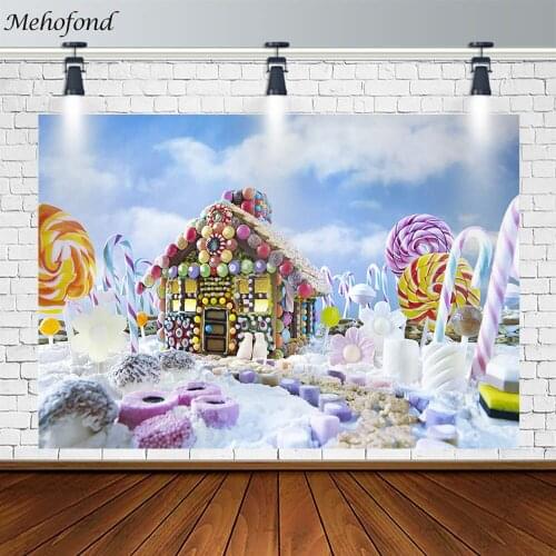 Mehofond Birthday Party Backdrop Snowman Lollipop Dessert House Decor Photography Background Prop Photo Studio Banner Photozone