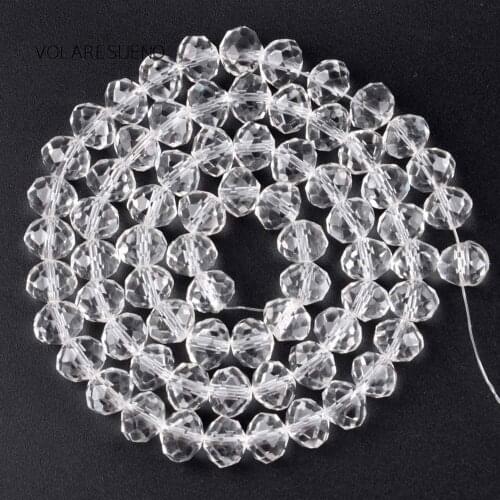 Faceted AB White Rondelle Austria Crystal Glass Loose Beads 15” Pick 4-12mm Spacer Beads For Necklace Bracelet Jewelry Making