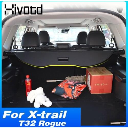 Hivotd Canvas Rear Trunk Curtain Back Storage Shelter Interior Car Accessories For Nissan X-trail Xtrail T32 Rogue 2014-2020