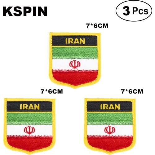 Iran Shiled Shape flag patches national flag patches for Cothing DIY Decoration
