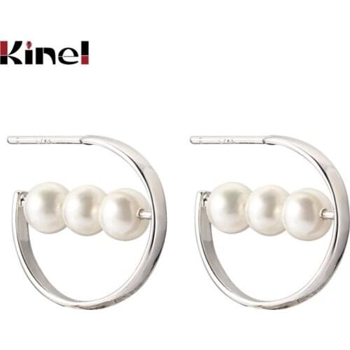 Kinel Summer C With Pearl Drop Earrings for Women Korea Fashion Dangle Earrings 925 Stelring Silver Jewelry 2020 New