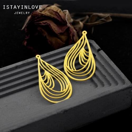 Handmade Jewelry Making Supplies Pendant Laser Cut Metal Leaf Teardrop Raw Brass Charm Findings For DIY Necklace Earring RD548 4
