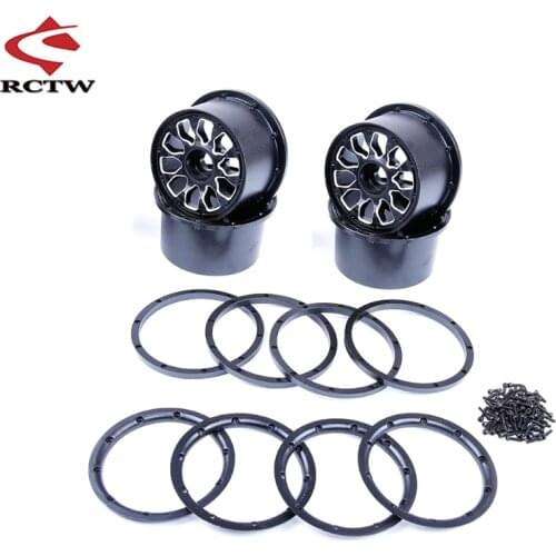 Metal Rear Wheel Hubs 4PCS with Beadlocks Ring Set for 1/5 Hpi Rofun Baha Rovan Km Mcd Baja 5B SS 5T Truck Spare Toys Parts