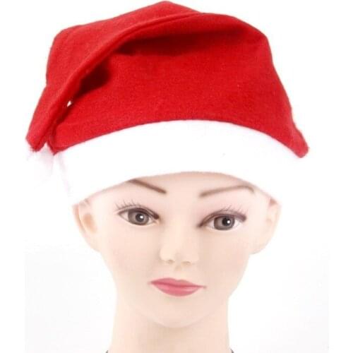 30 Pcs Set Classic Solid Color Santa Claus Party Christmas Hat New Year Gift Decoration with Ball Soft Warm for Children Adults