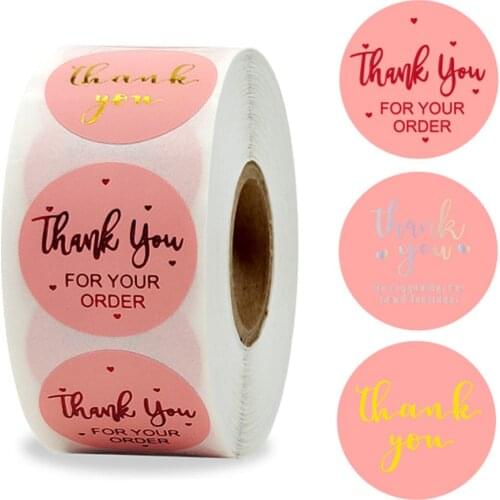 500 Pcs/Roll Red/Black/Silver Gold Foil Thank You Stickers For supporting Business labels sticker package decoration stationery