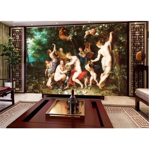 Custom mural 3d wall mural on the wall European-style apple orchard naked girl home decor photo wallpaper for living room