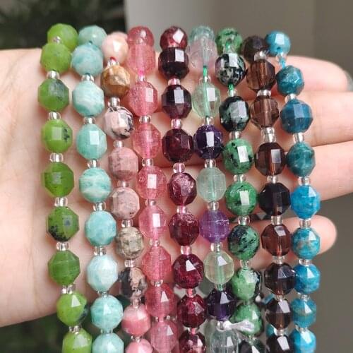 Natural Gems Mineral Beads Apatite Garnet Amazonite OIive Shape Loose Stone Beads for Jewelry Making DIY Bracelet Necklace 7.5
