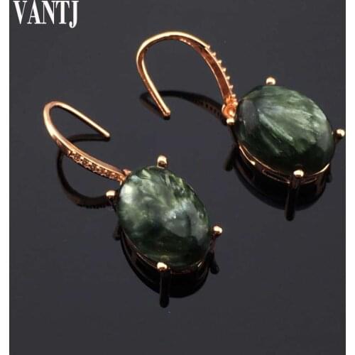 Natural Green Seraphinite Dangle Earrings Sterling 925 Silver Natural Gemstone for Women Wedding Anniversary Party Jewelry Gift