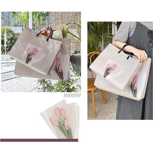 Tulip Non-woven Advertising Bag with Handle High-end Striped Shopping Bag Large Thicken Gift Packaging Bag 10Pcs/lot
