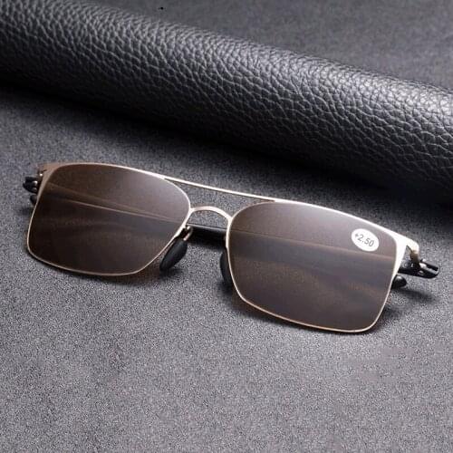 New Square Outdoor Sunglasses Bifocal Reading Glasses Ultralight Gray Presbyopic Eyewear Driving Glasses +100 +150 +200 +250 300