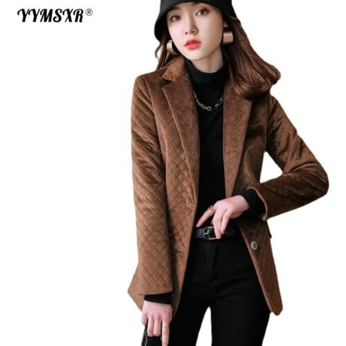 2021 Autumn and Winter Womens Long-sleeved Professional Small Suit Overalls High-quality Fashion Loose Plaid Ladies Jacket