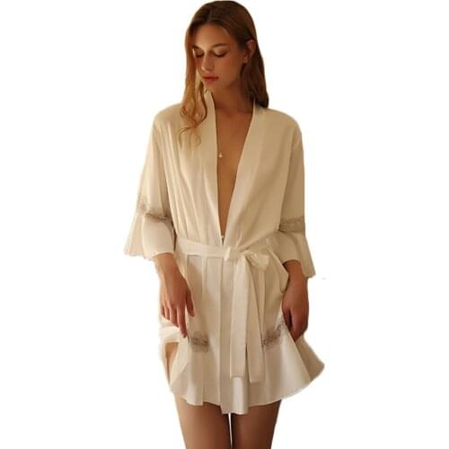 Sexy Short Women Nightrobes Half Sleeve Pajamas Bathrobe with Belt Photo Shoot Dress Party Evening Nightgowns