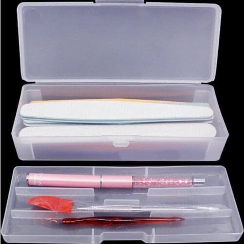 Rectangle Double Layer Nail Art Tool Organizer Storage Box for Tweezers Clippers Pens Polish Nail Brushes Plastic Container