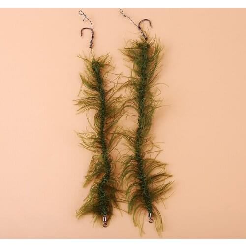 Lifelike Attracting Fish Seaweed Line Green Weed Hair Fishing Line High-carbon stainless steel Hook Fishing Accessorie