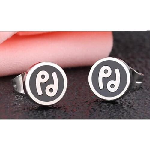Titanium 316L Stainless Steel 8mm Stud Earrings 12 zodiac signs Oil cancer No Fade Allergy Free