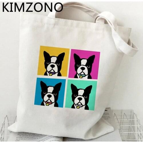 French Bulldog shopping bag recycle bag reusable tote shopper jute bag shopping bag reciclaje net string fabric sac tissu