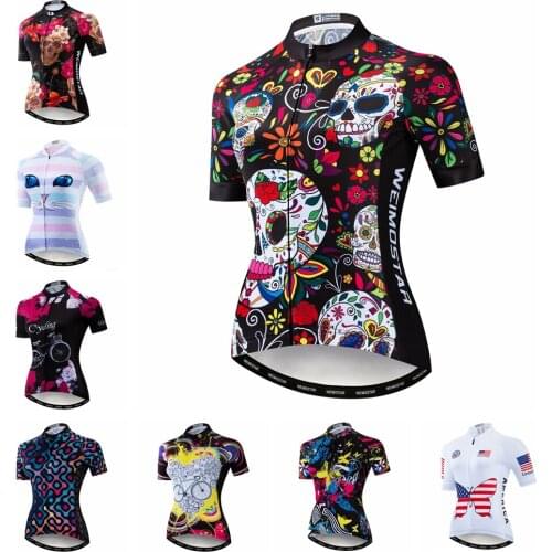 UFOBIKE Womens Cycling Jerseys Short Sleeve Girls Bike Short Sleeves with Three Pockets S-XXL